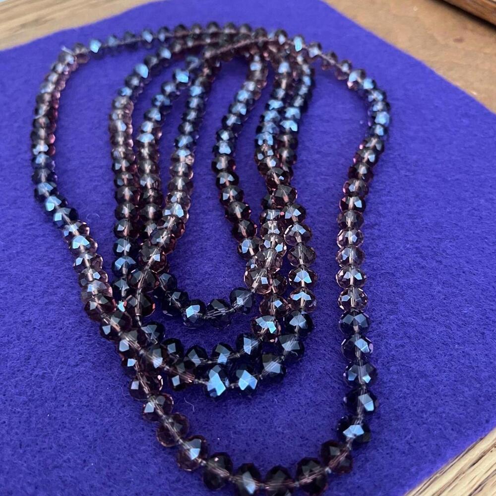 Hand Knotted 58" AB Purple Crystal 8mm Necklace